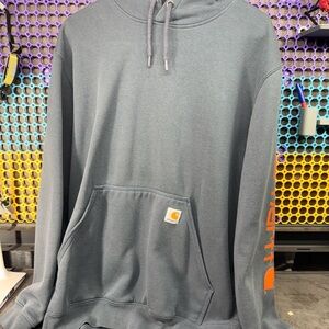 Carhartt Dark Gray Hoodie with Orange Logo